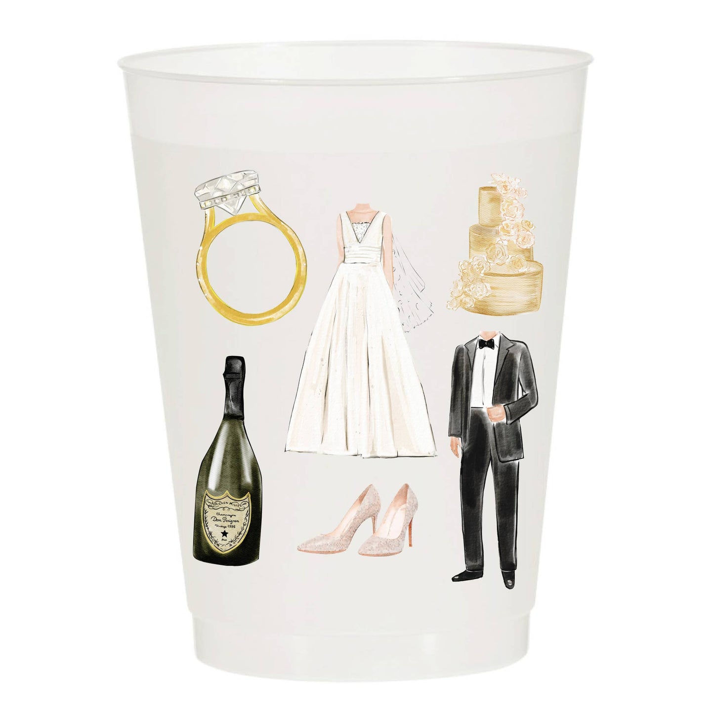 Watercolor Wedding Shower Cups - Reusable Wedding Cups