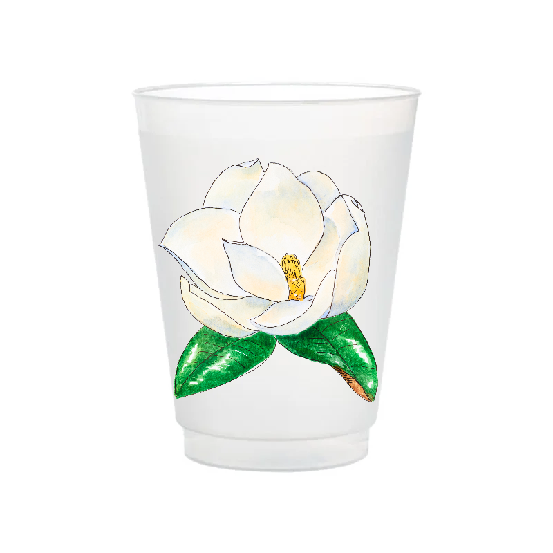 Watercolor Magnolia Frosted Cups | Set of 6